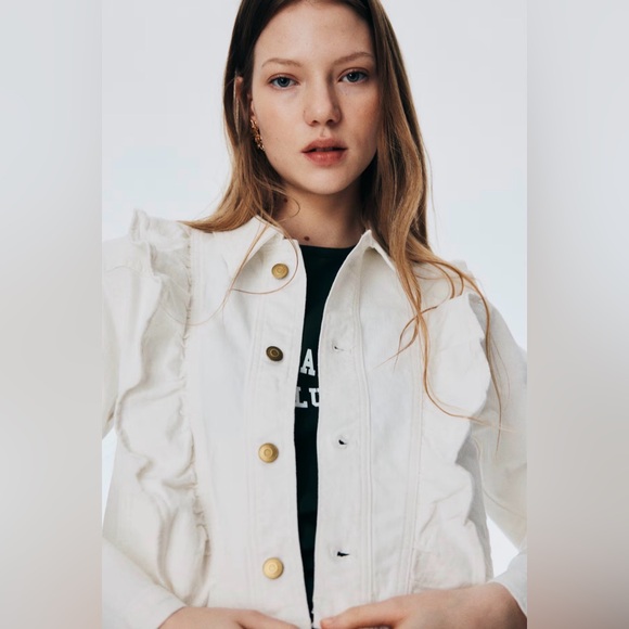 H&M White Ruffle Jean Jacket - Picture 6 of 13